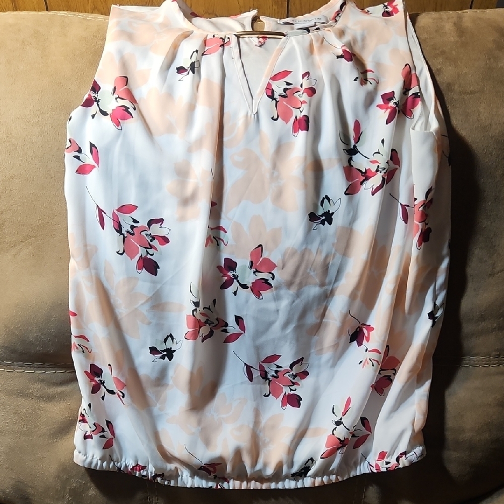 Liz Claiborne Floral Tank Top - Pink and White